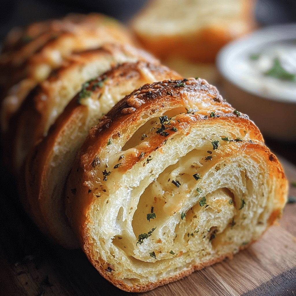Swirled Garlic Herb And Cheese Bread