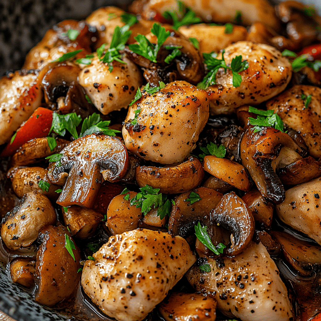 Black Pepper Chicken with Mushrooms