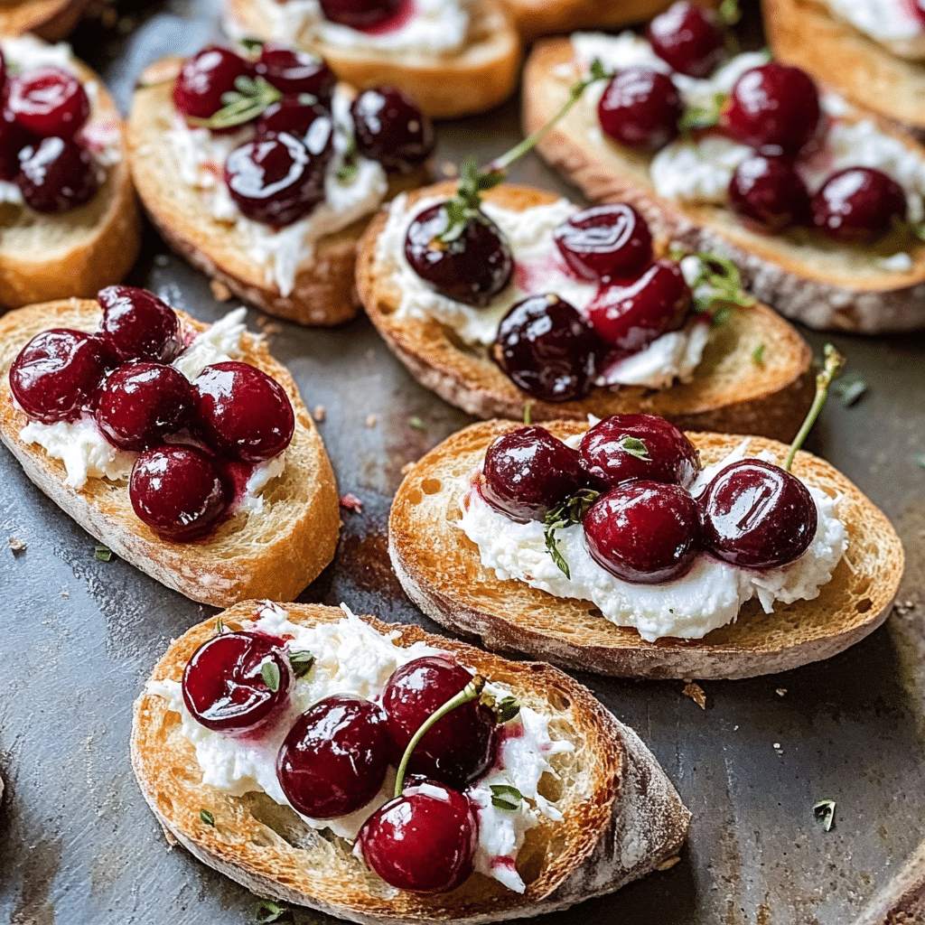 Cherry Goat Cheese crostini