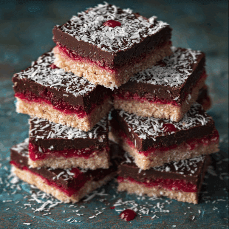 Chocolate Raspberry Coconut Slices