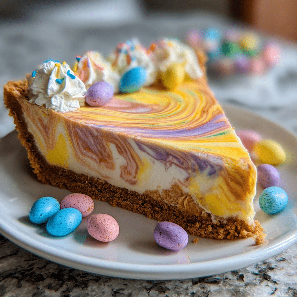 Easter Swirl Cheesecake Pie