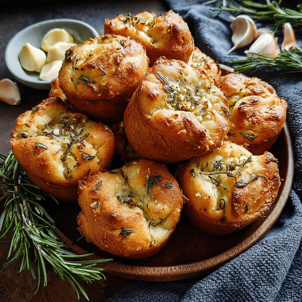 Easy Garlic Rosemary Focaccia Muffins