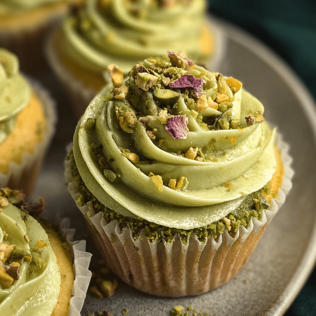 Pistachio Rose Vegan Cupcakes