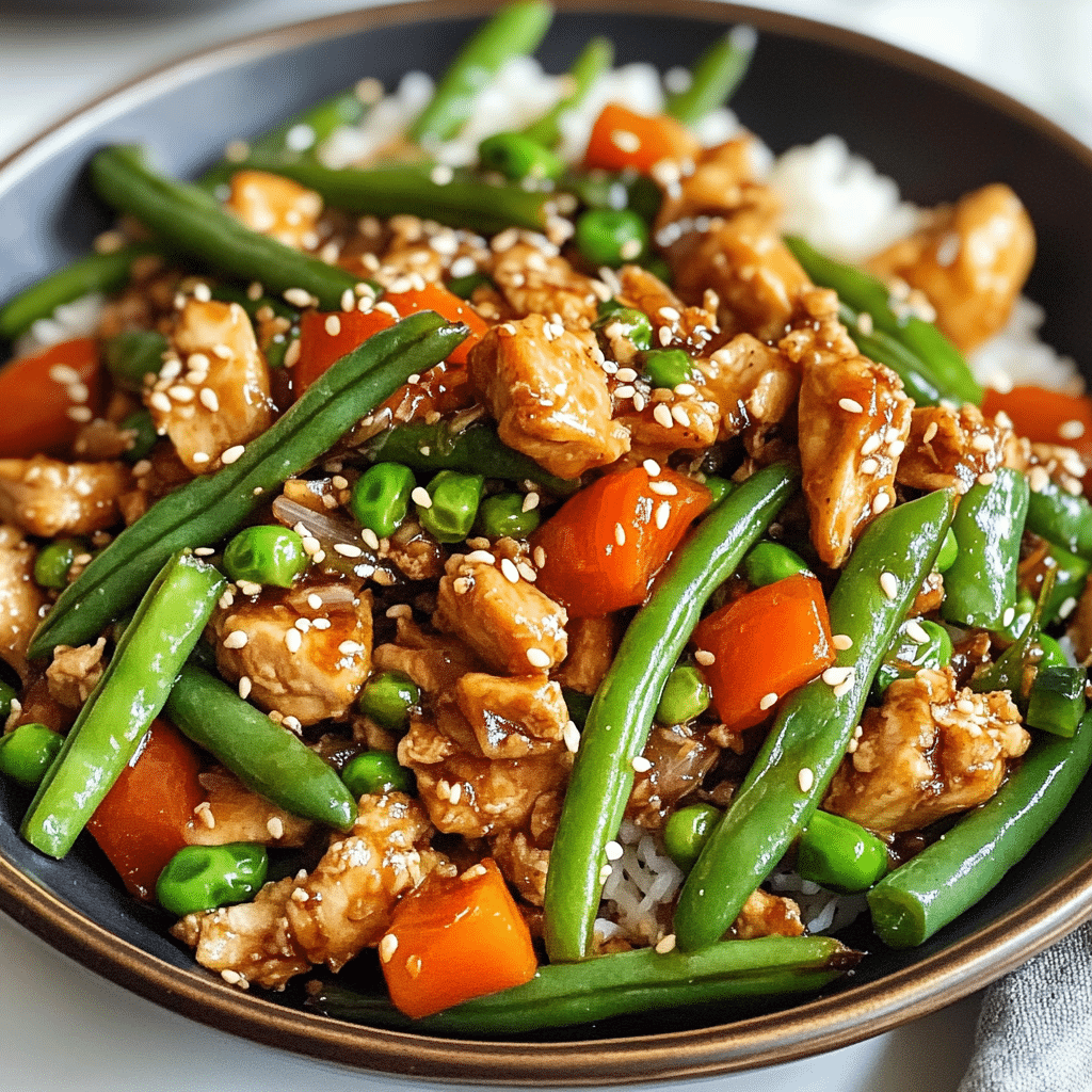 Sesame Chicken Green Bean Stir Fry