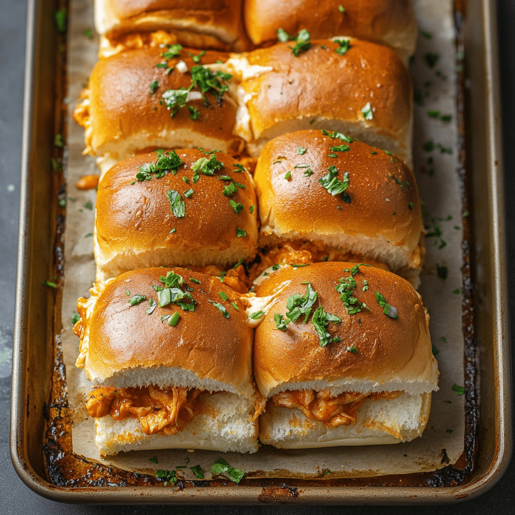 Sheet Pan Buffalo Chicken Sliders