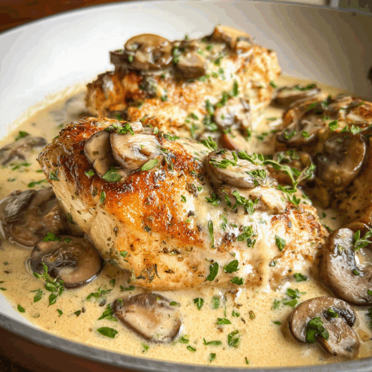 Skillet Asiago Chicken Mushrooms