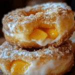 Classic Peach Cobbler Cheesecake Donuts