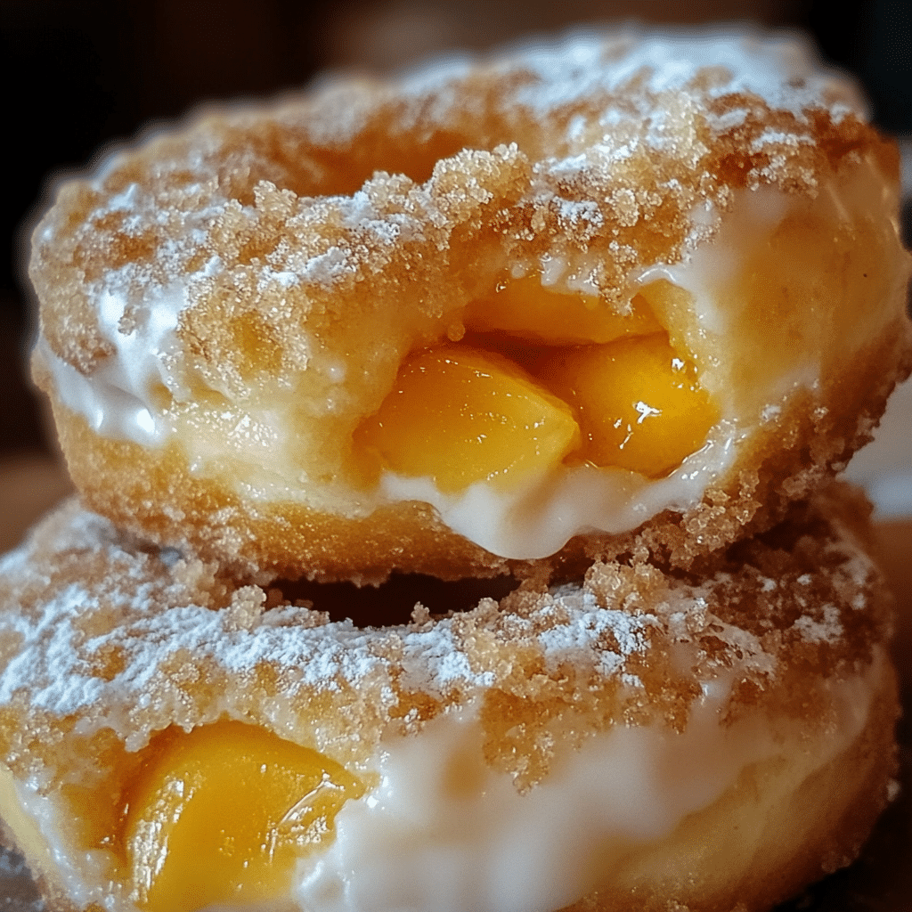 Classic Peach Cobbler Cheesecake Donuts
