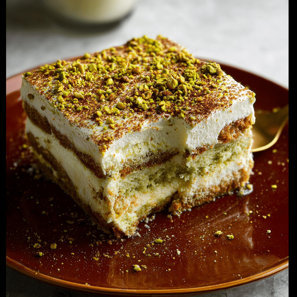 Easy Pistachio Tiramisu No Eggs