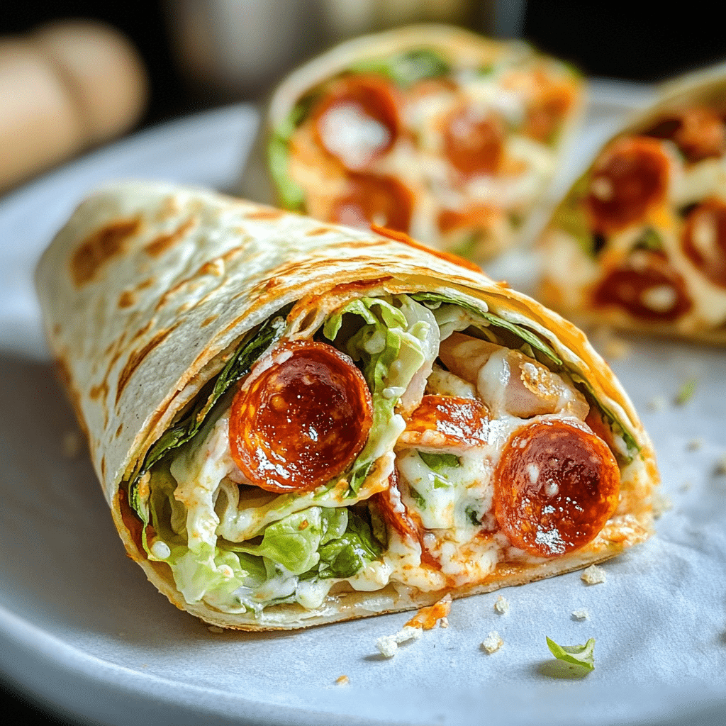 Pepperoni Pizza Caesar Wraps