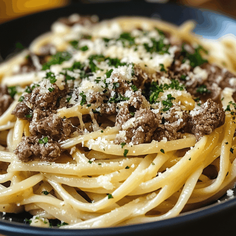 Cheesy Garlic Butter Linguine Beef