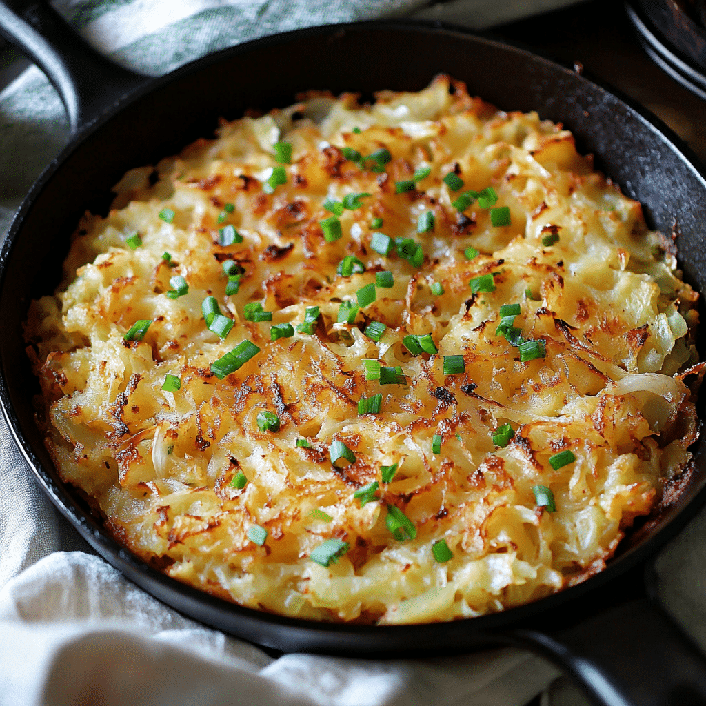 Irish Cheddar & Cabbage Hash Brown Skillet