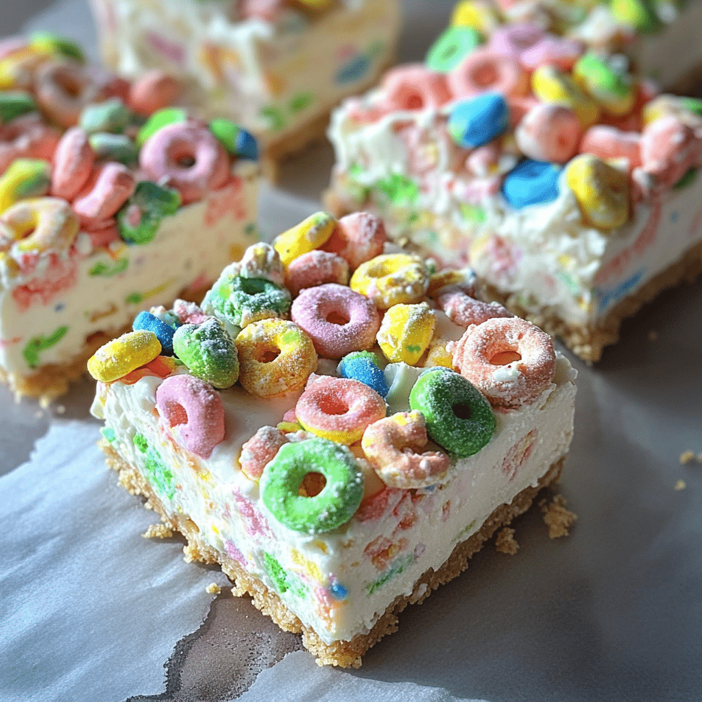No Bake Lucky Charms Cheesecake Bars