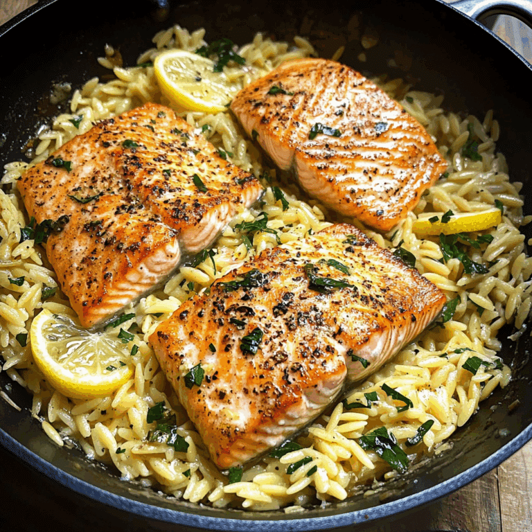 One Skillet Salmon with Lemon Orzo