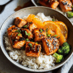 Quick orange ginger salmon bowls