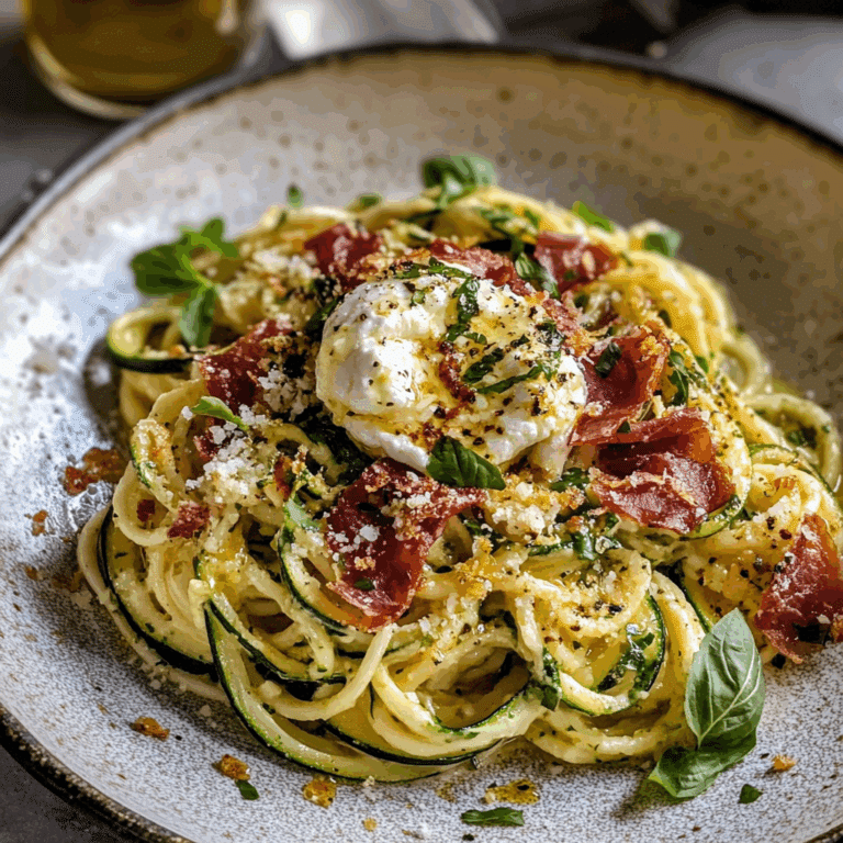 Zucchini Carbonara with Crispy Prosciutto and Burrata