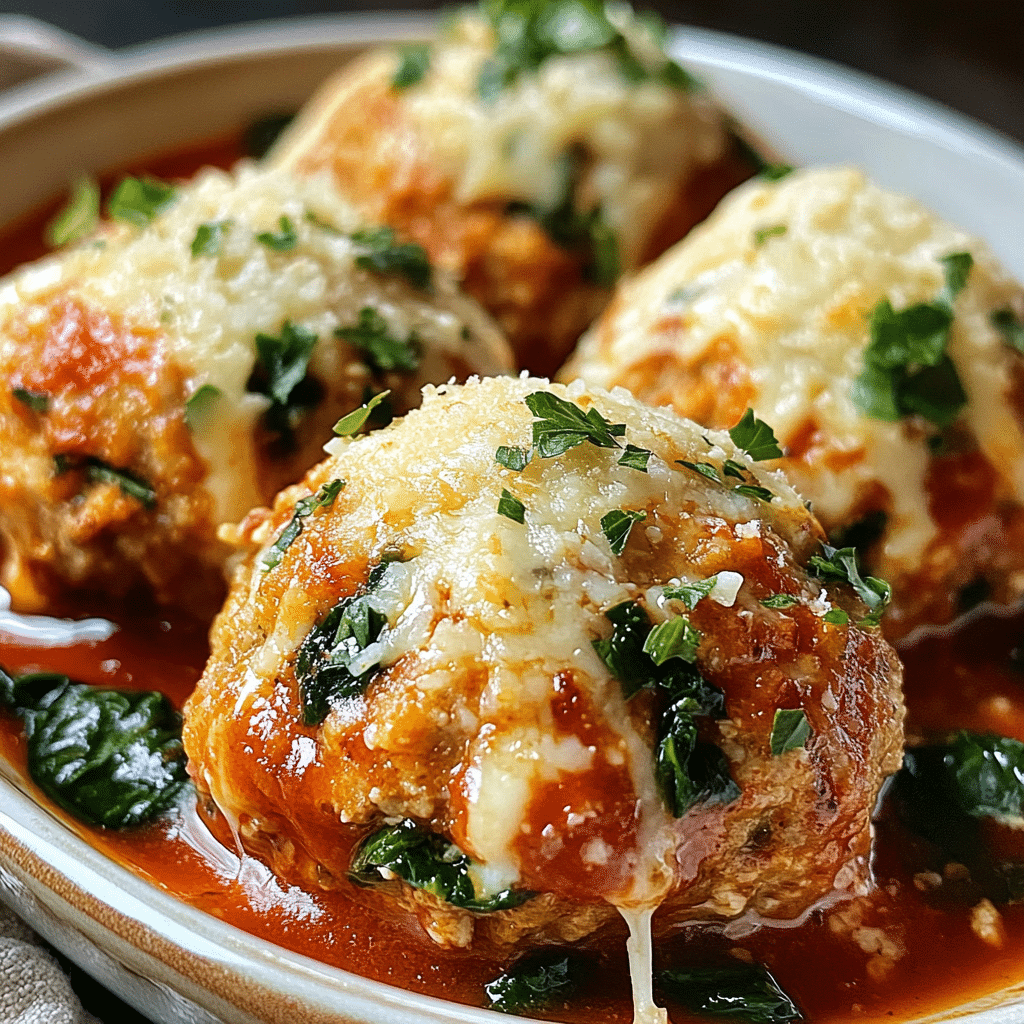 Baked Chicken Ricotta Meatballs with Spinach