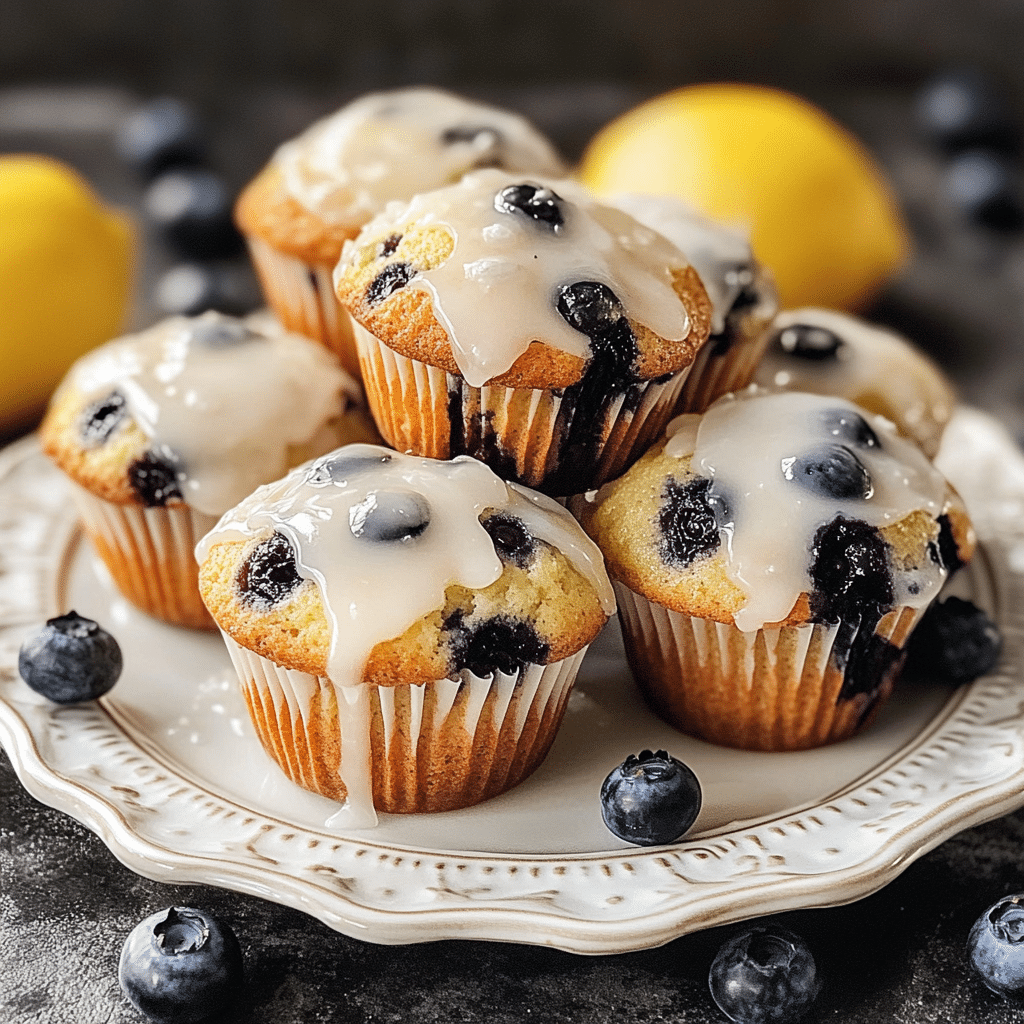Blueberry Muffins with Lemon Glaze