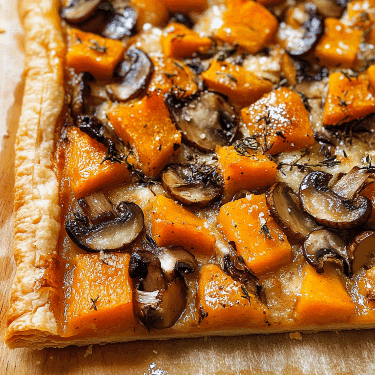 Butternut Squash and Mushroom Puff Pastry Tart