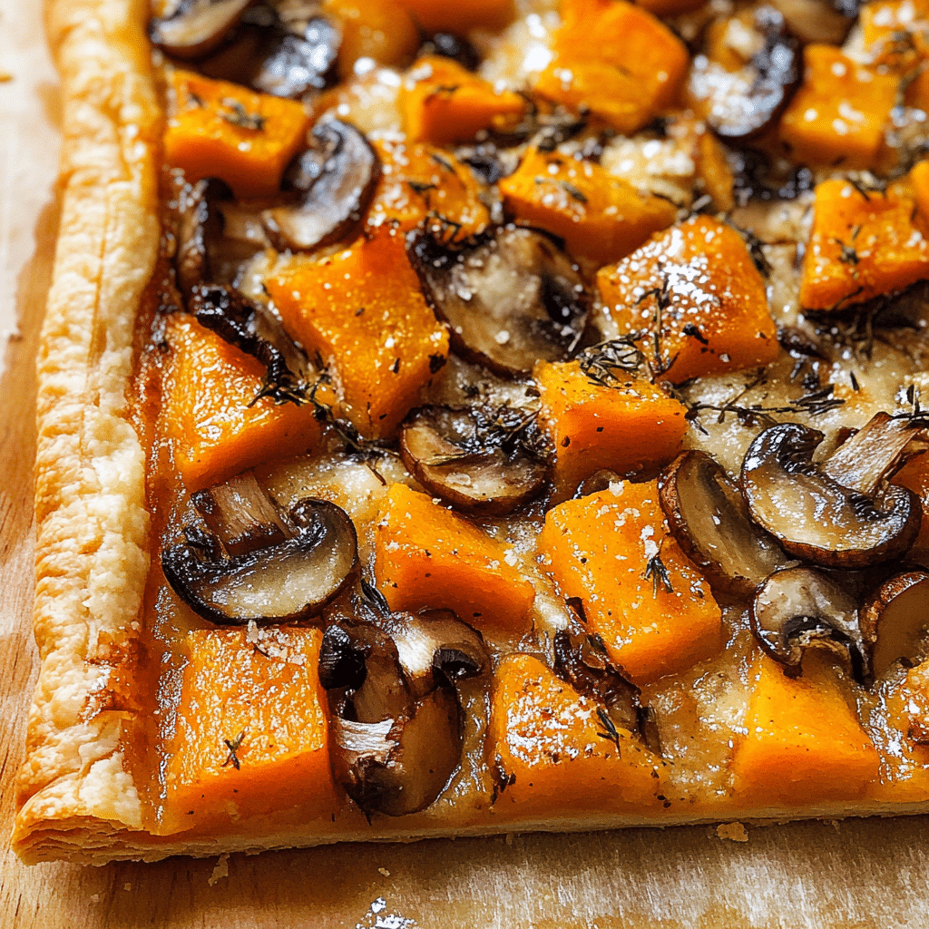 Butternut Squash and Mushroom Puff Pastry Tart