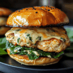 Cheddar Spinach Chicken Burgers