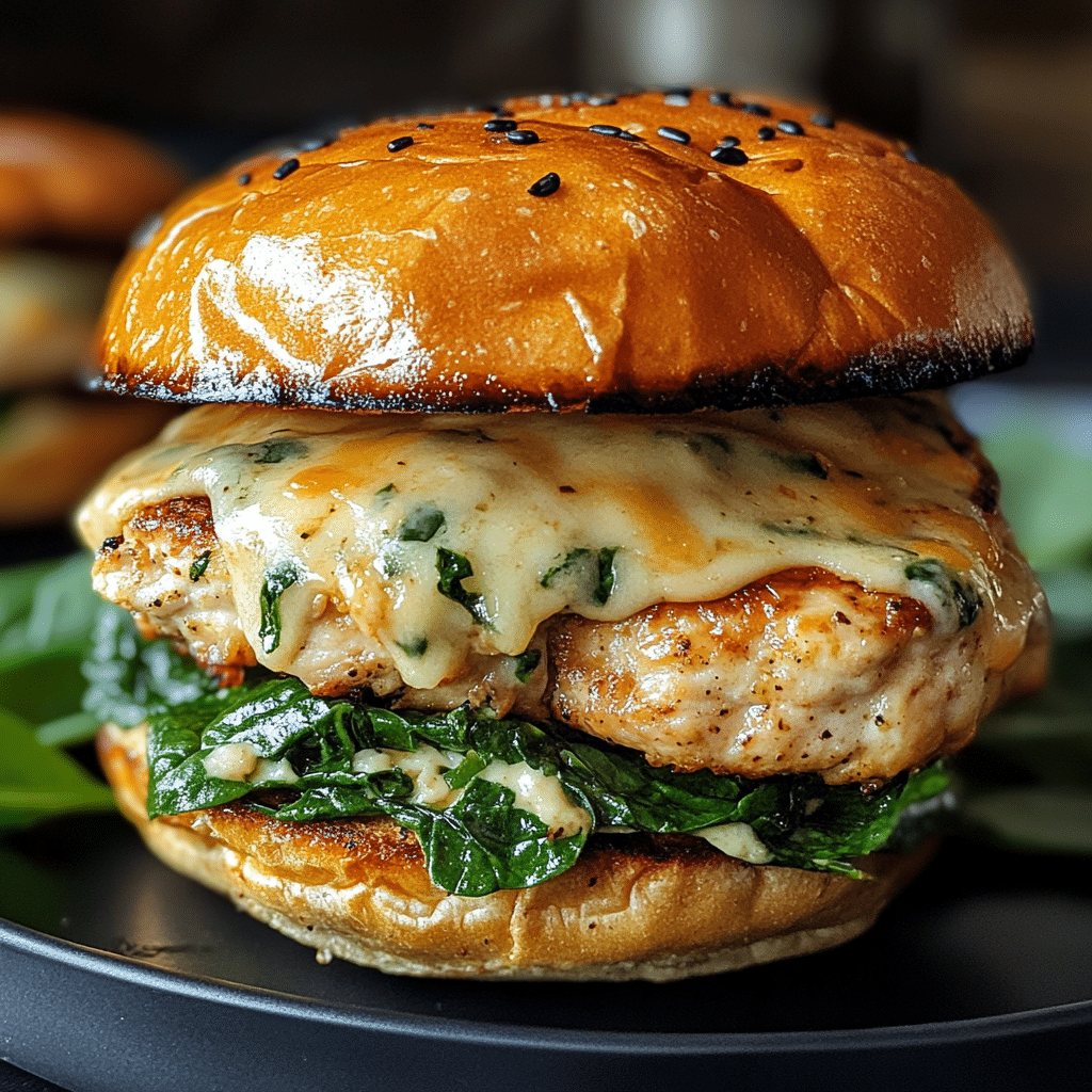 Cheddar Spinach Chicken Burgers