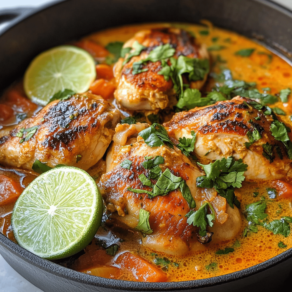 Coconut Milk Braised Chicken with Harissa and Lime