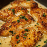 Crispy Parmesan Chicken with a Rich Garlic Sauce