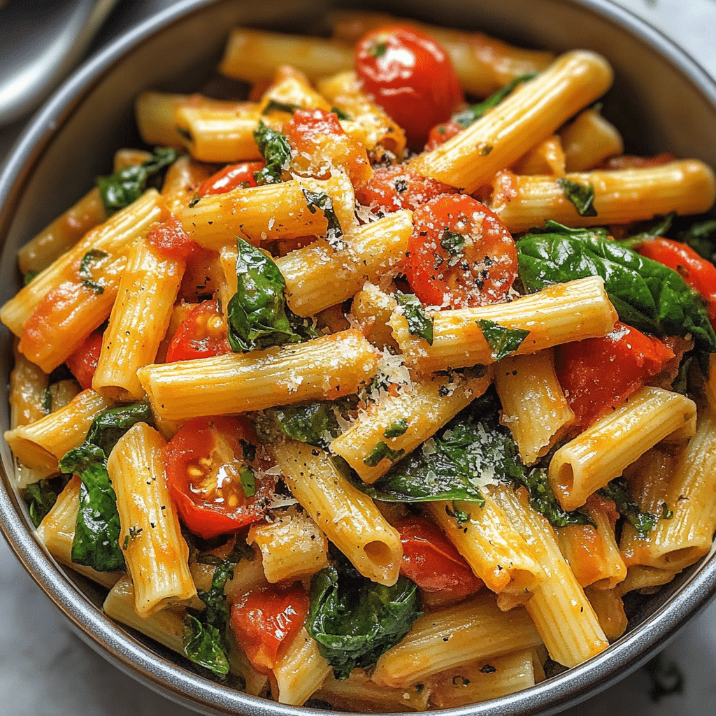 Delicious Spinach Tomato Pasta