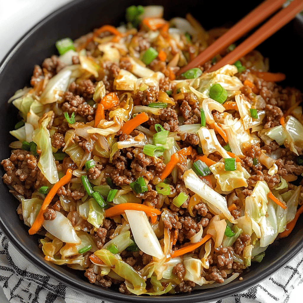 Easy Chinese Ground Beef and Cabbage Stir Fry Recipe