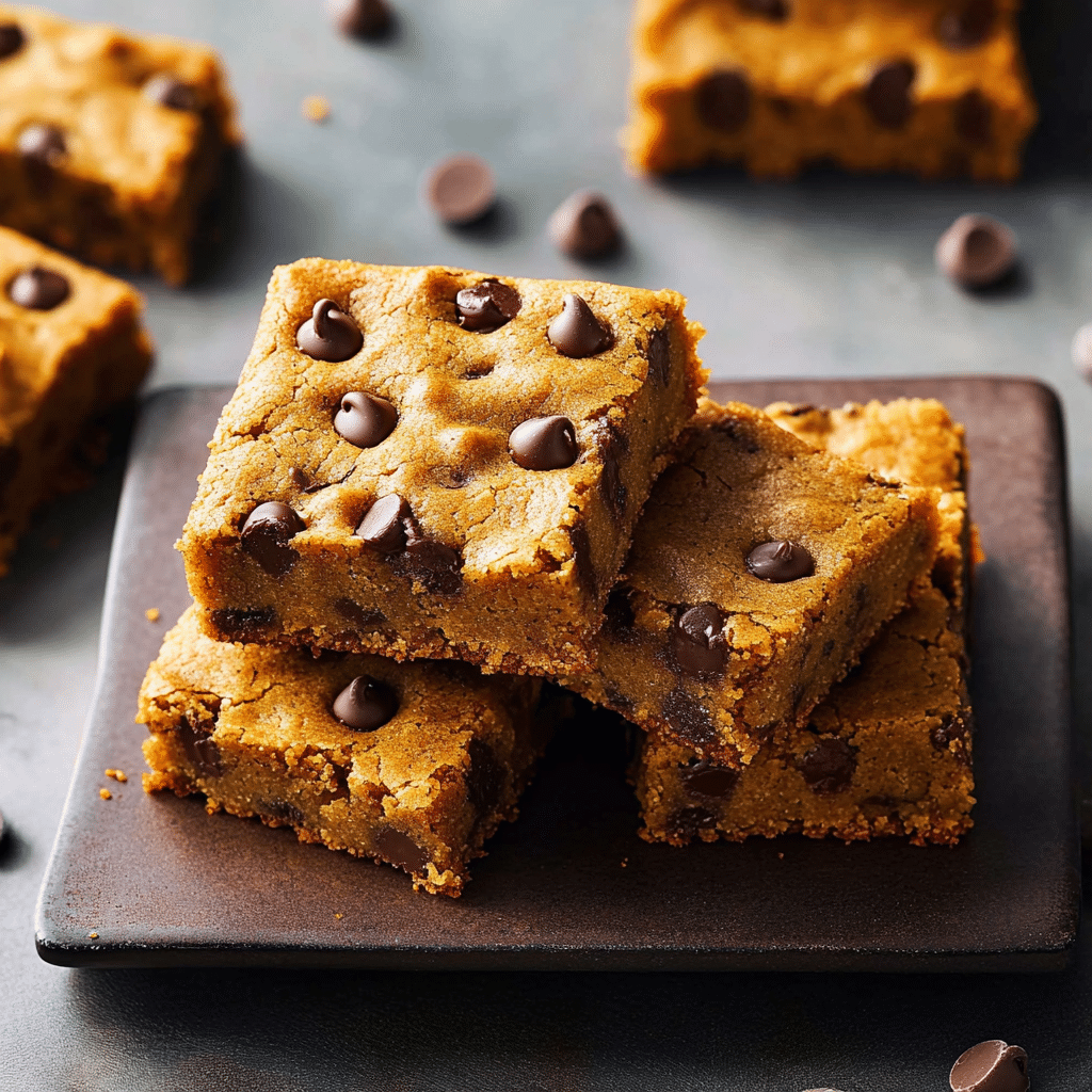 Chewy Pumpkin Chocolate Chip Cookie Bars