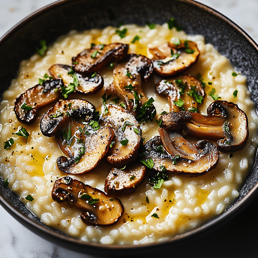 Oven Risotto With Crispy Roasted Mushrooms
