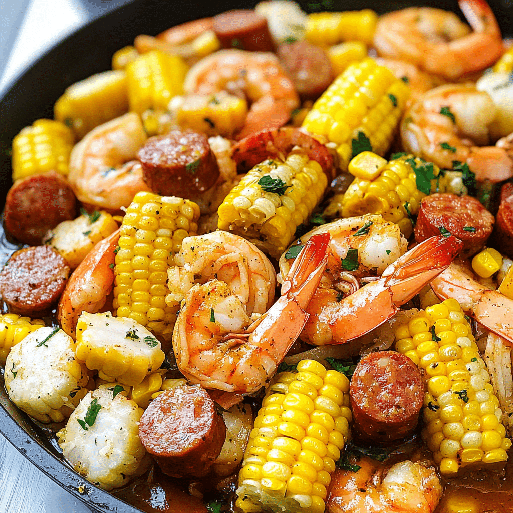 Seafood Boil With Shrimp, Corn, and Sausage