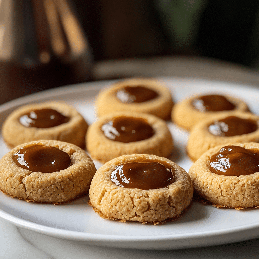Tahini Thumbprints Cookies With Dulce de Leche