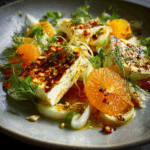 Baked feta salad with mandarin and fennel
