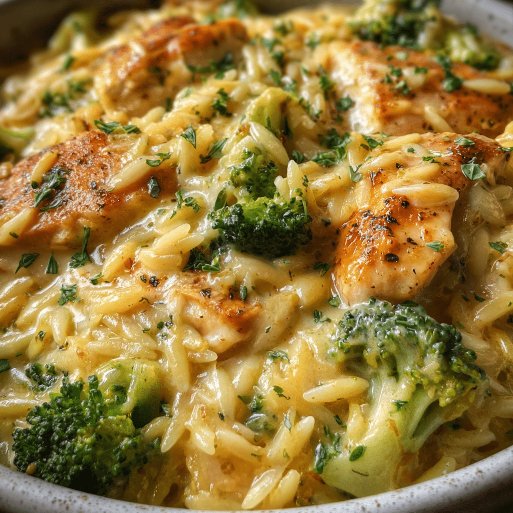 Cheesy Chicken Broccoli Orzo