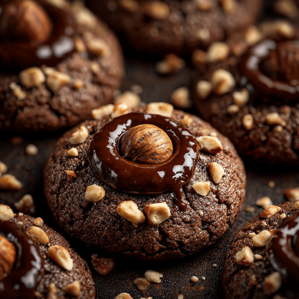 Chocolate Hazelnut Thumbprint Cookies