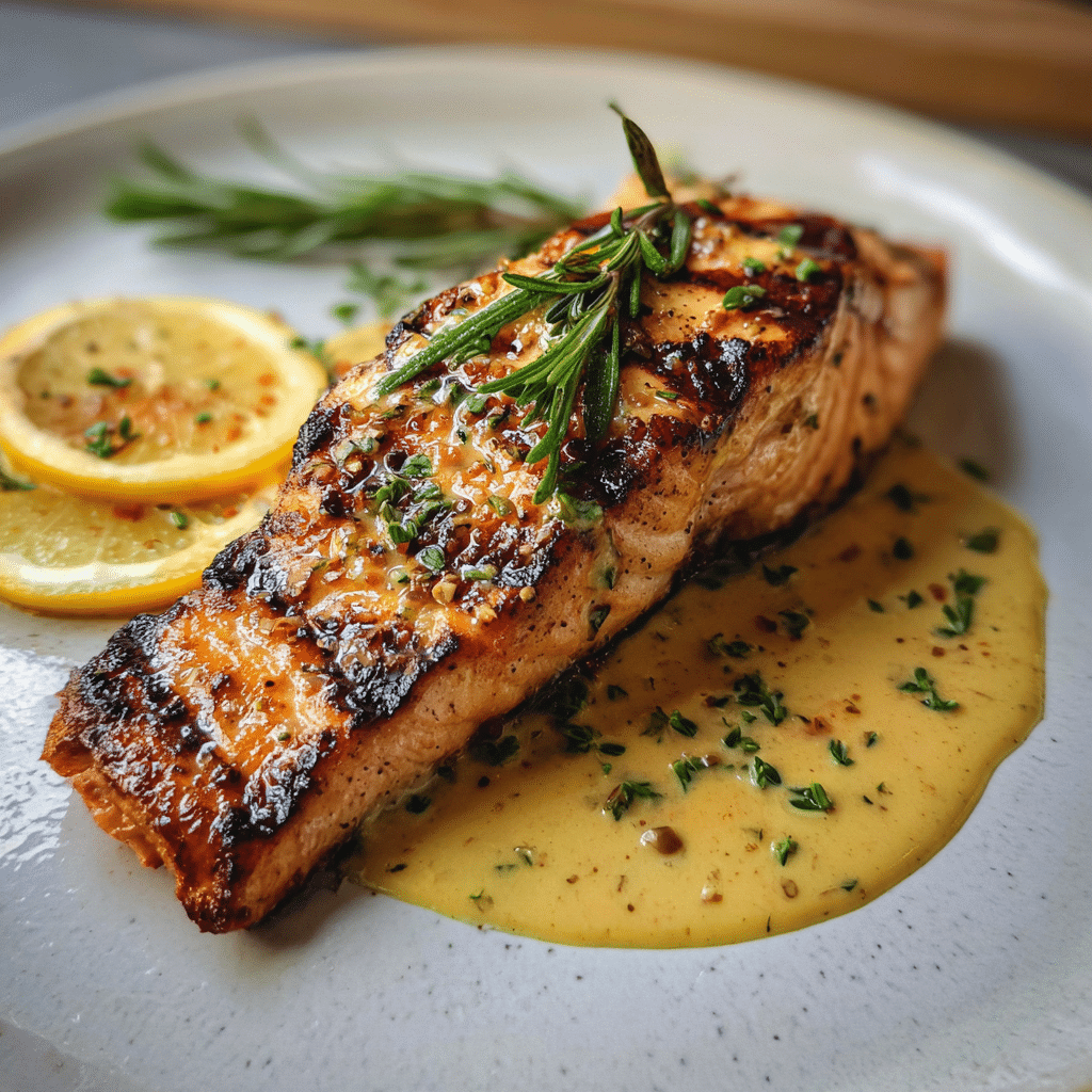Grilled Salmon with Dijon Mustard Sauce