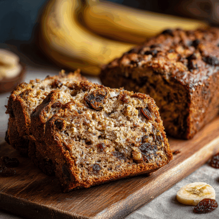 Healthy Banana Bread with Wholemeal Flour and Dried Fruit