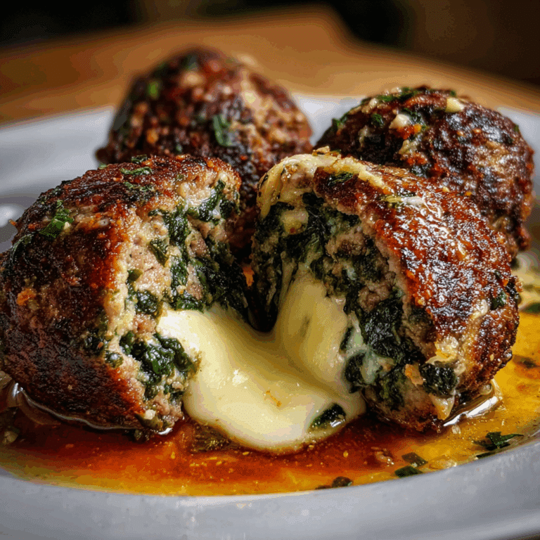 Spinach Garlic Meatballs Stuffed with Mozzarella
