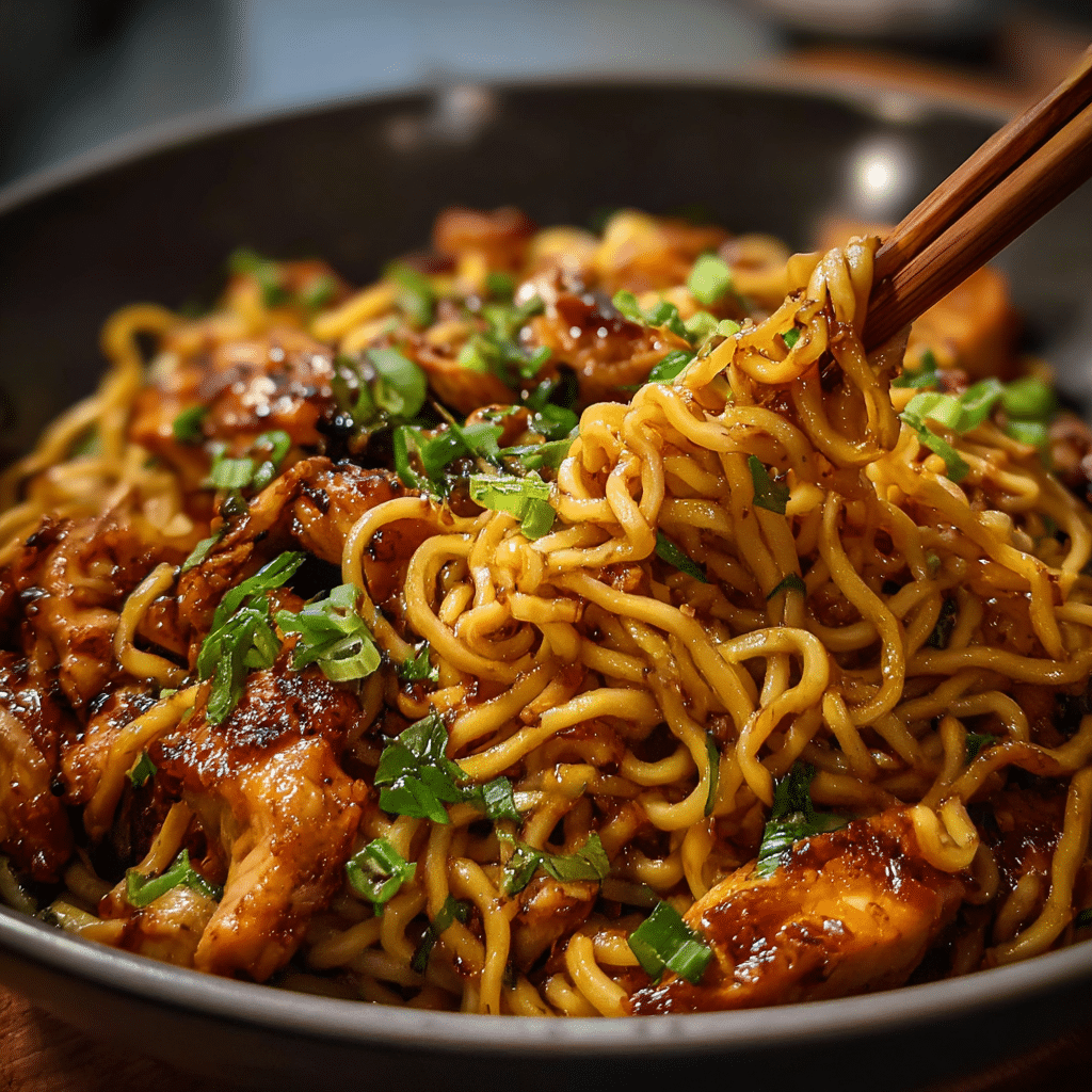 Sticky Garlic Chicken Noodles