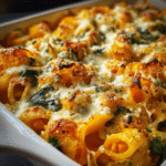 3-Cheese Pumpkin Pasta Casserole with Spinach