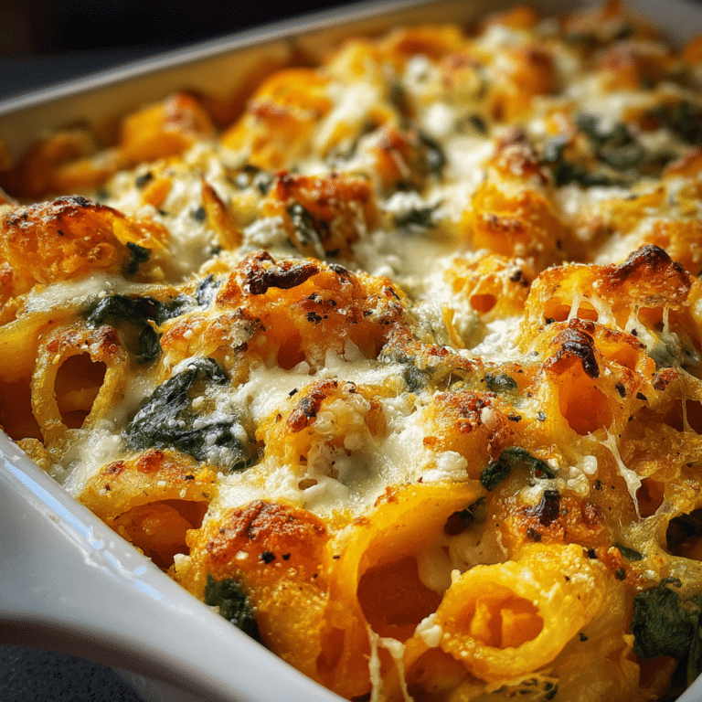 3-Cheese Pumpkin Pasta Casserole with Spinach