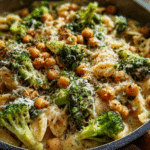 Chickpea Broccoli Alfredo Skillet