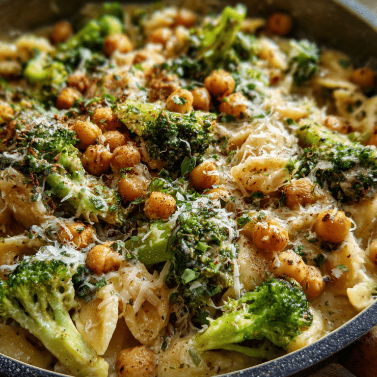 Chickpea Broccoli Alfredo Skillet