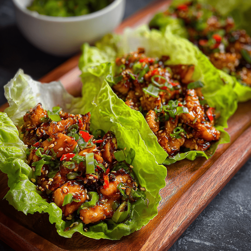 Crispy Teriyaki Chicken Lettuce Wraps