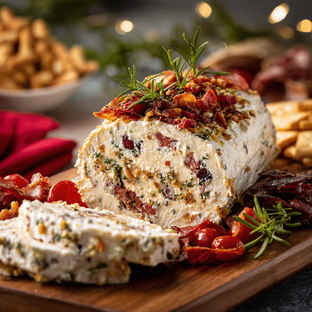 Holiday Antipasto Cream Cheese Log