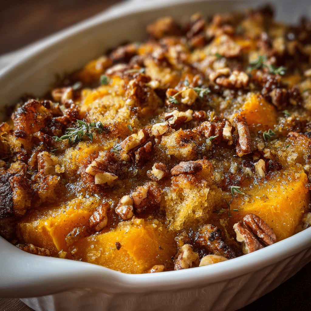 Maple Roasted Squash & Stuffing Casserole