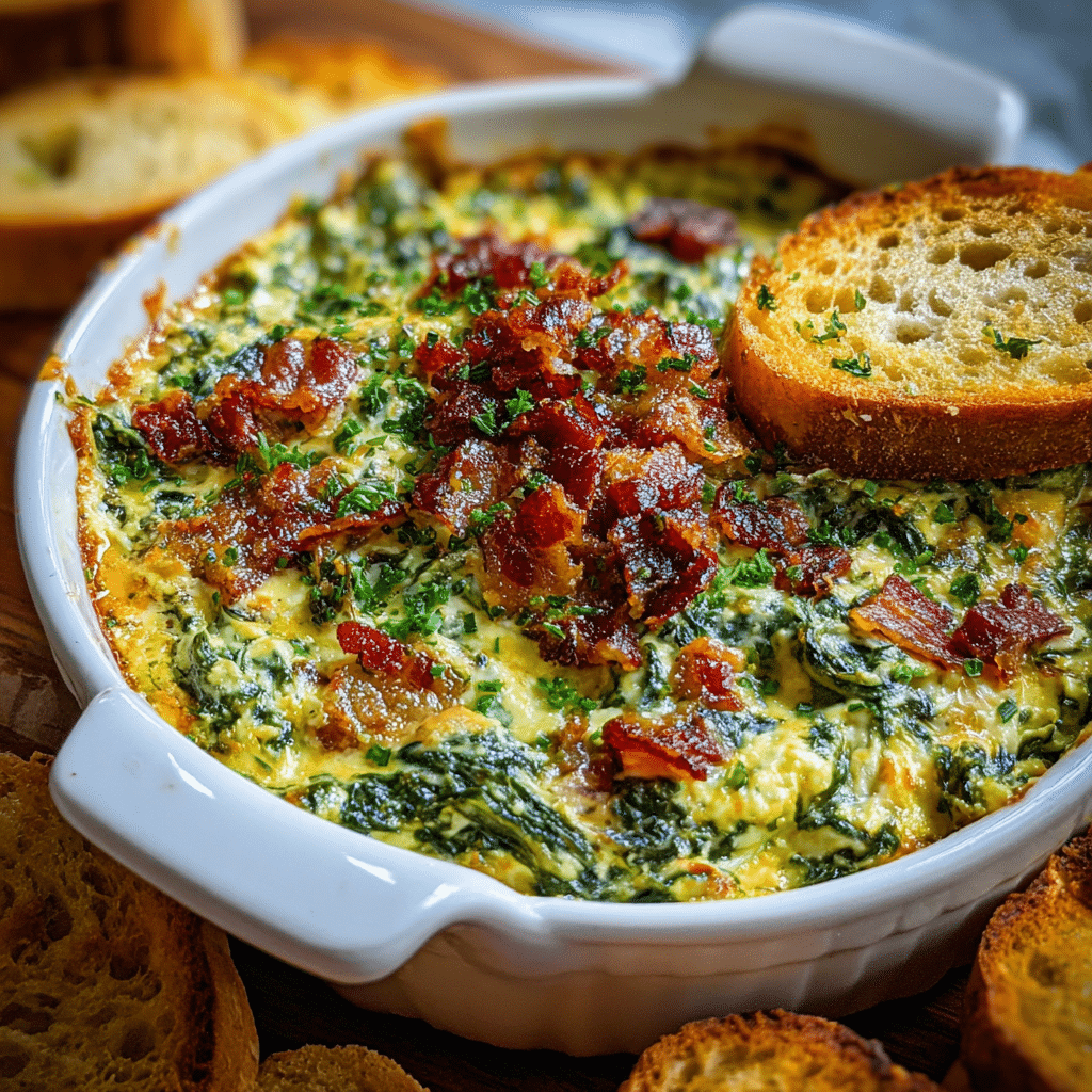 Warm Turnip-Green & Bacon Dip with Bread