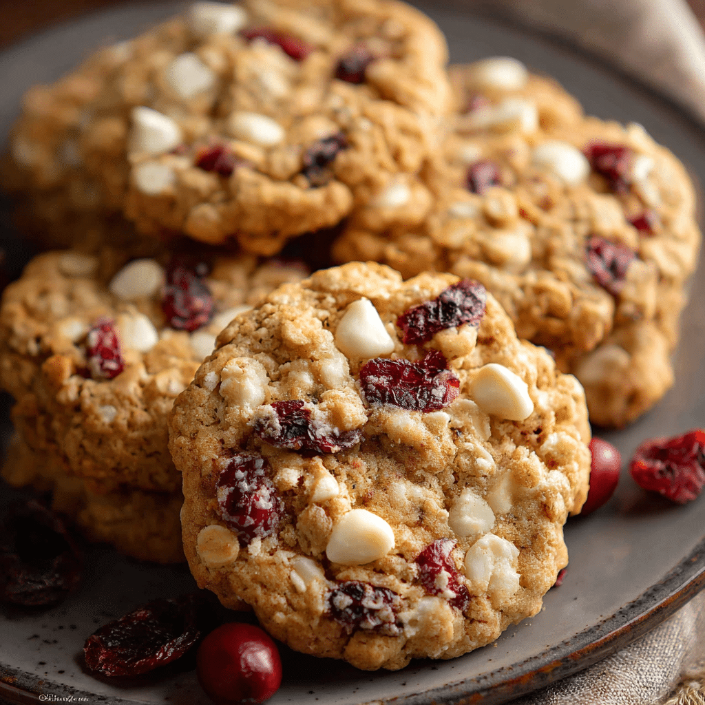 White Chocolate Cranberry Oatmeal Cookies
